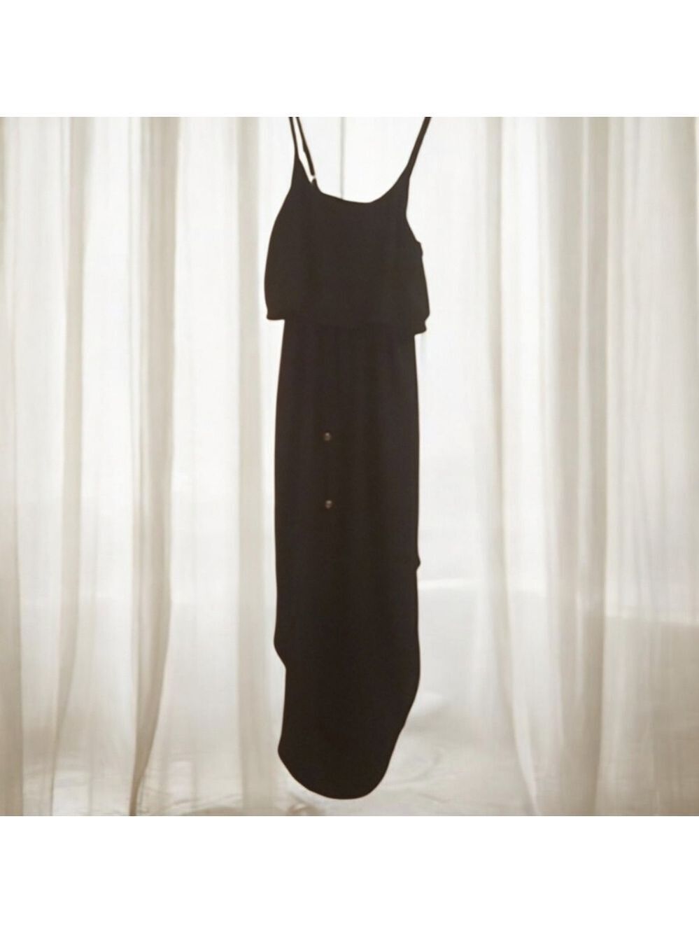 Nerlerolian medium sleeveless summer dress black comfy Crepe Feel